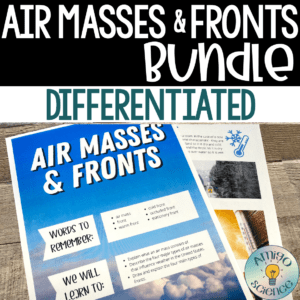 air masses and fronts lesson, air masses lesson, fronts lesson, formation of fronts lesson, warm front, cold front, stationary front, occluded front lesson
