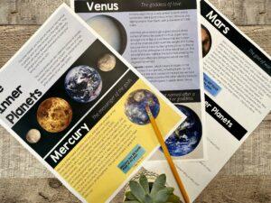 inner planets lesson digital or print lesson with worksheet and task cards