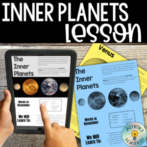 inner planets lesson digital or print lesson with worksheet and task cards