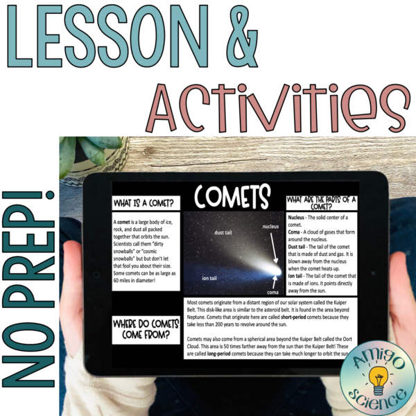 Asteroids comets and meteoroids digital interactive lesson and review