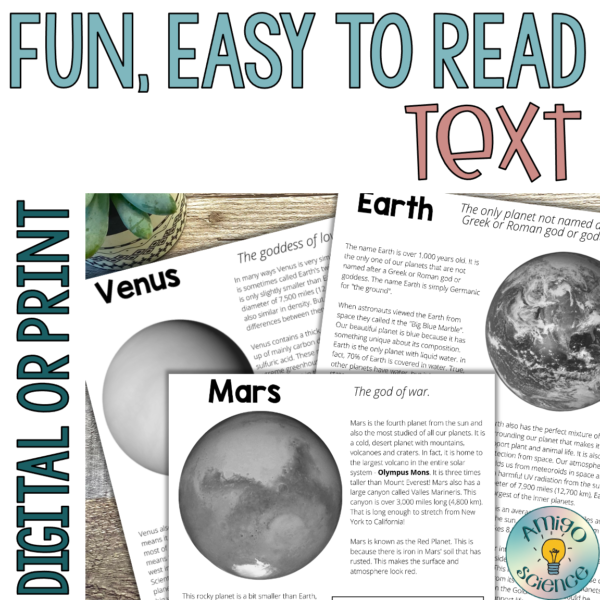 inner planets lesson digital or print lesson with worksheet and task cards