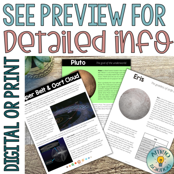 dwarf planets lesson digital or print lesson with worksheet and task cards