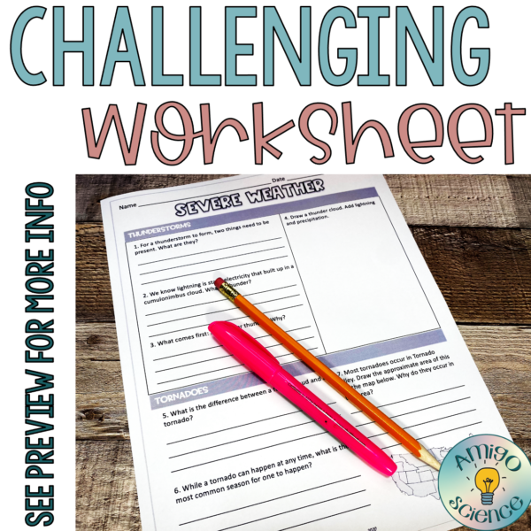 Severe weather activity and worksheet differentiated