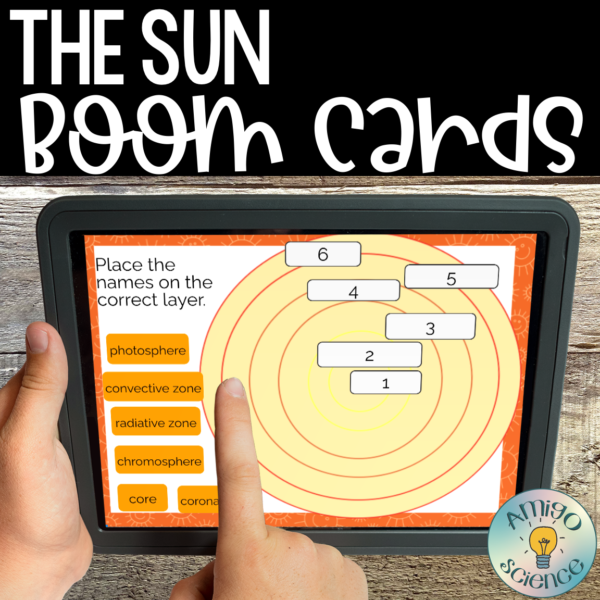 layers of the sun lesson, layers of the sun worksheet, layers of the sun review, layers of the sun boom cards
