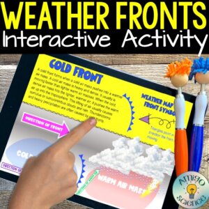 weather and climate, fronts lesson, air masses lesson, warm fronts lesson, cold fronts lesson, stationary fronts lesson, occluded fronts lesson, digital lesson, middle school weather lesson, middle school science lesson,