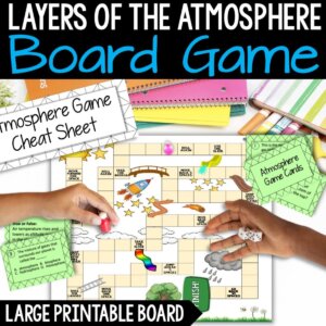 layers of the atmosphere, layers of the atmosphere review, review board game, layers of the atmosphere lesson, atmosphere lesson middle school