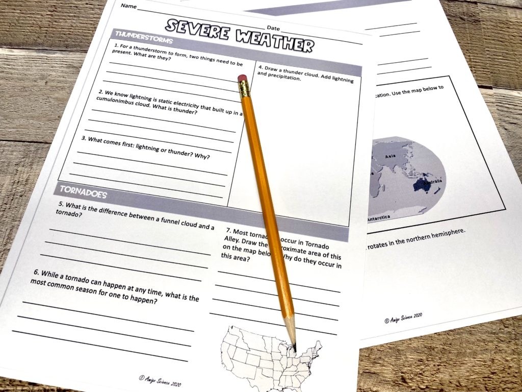 Picture showing extreme weather worksheet