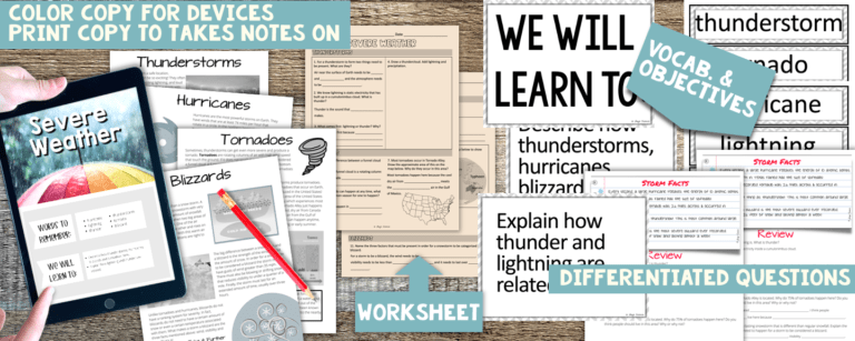 severe weather, severe weather lesson, severe weather worksheet, extreme weather lesson, extreme weather worksheet
