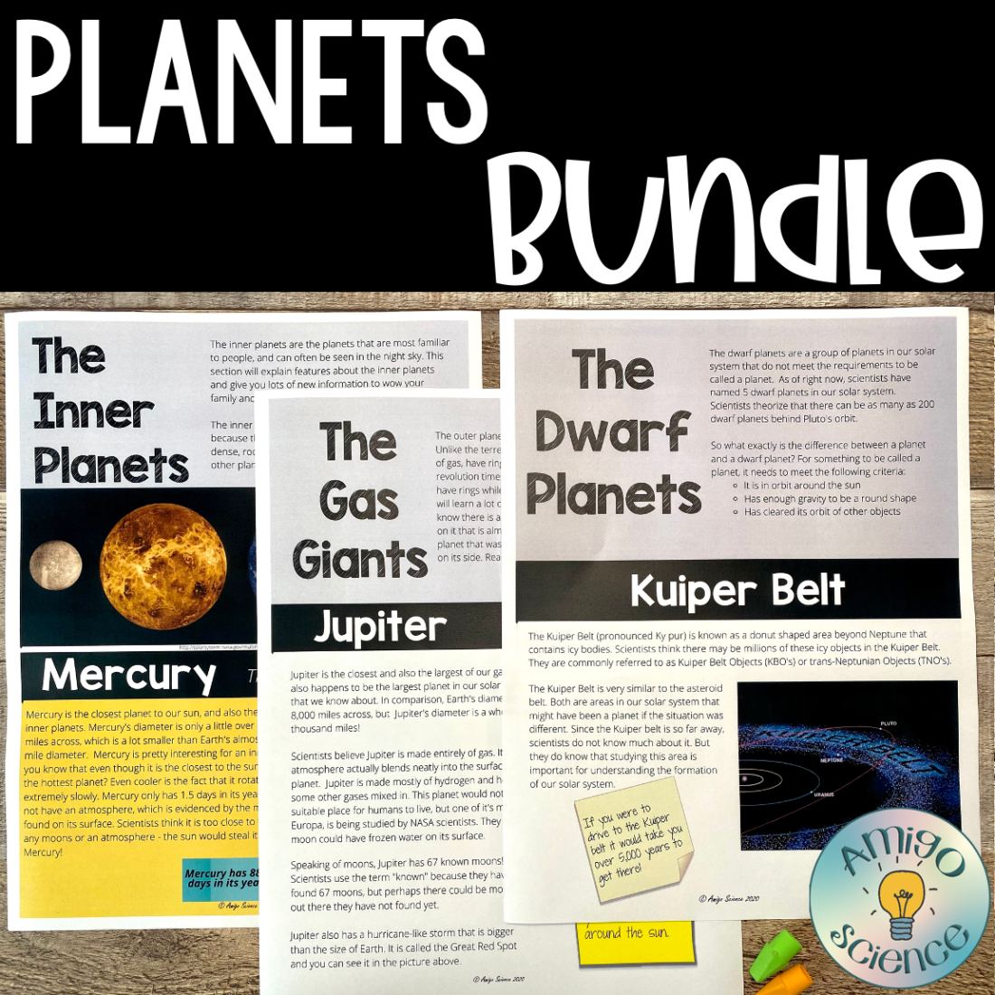 Planets of the solar system bundle of inner planets, gas giants and dwarf planets