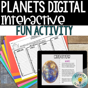 Digital and print lesson about the planets of the solar system