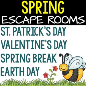 spring escape room, valentine's day escape room, Earth Day escape room, Easter escape room, middle school activities, middle school escape room