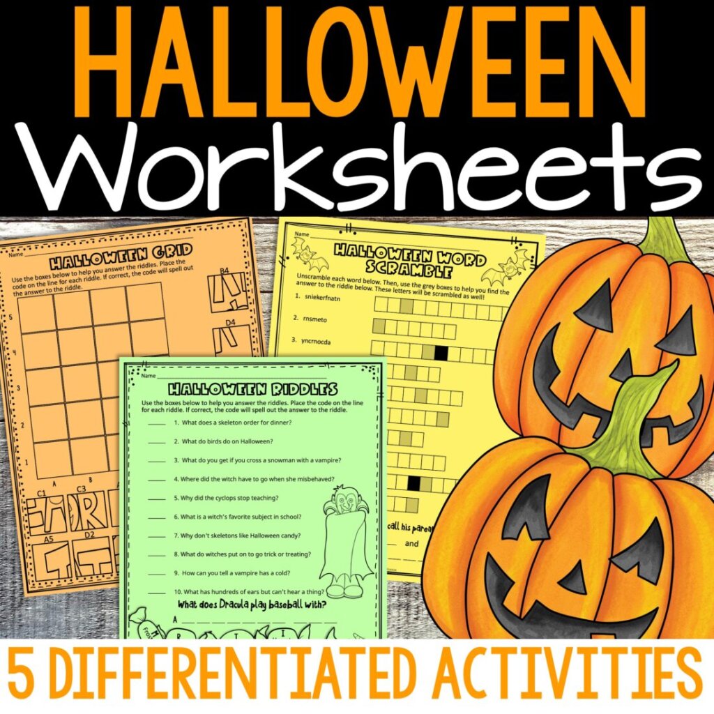 Middle School Halloween Packet Fun Early Finishers Puzzles Worksheets ...