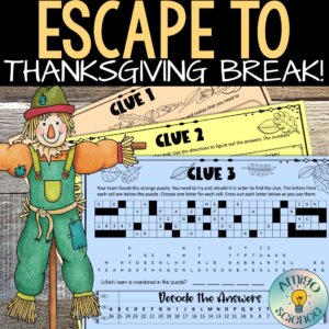 Thanksgiving activities, Thanksgiving Worksheets, Thanksgiving fun activities, Thanksgiving Break activities, Thanksgiving escape room, Thanksgiving digital escape room