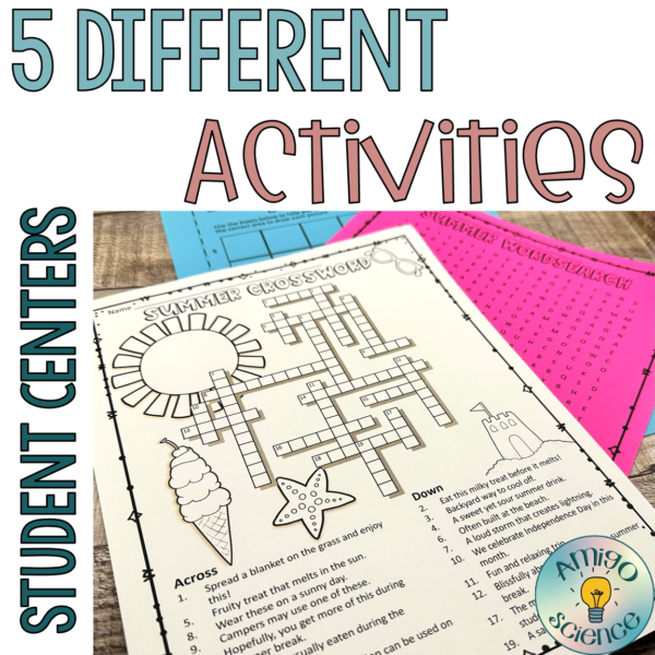 End of year worksheets, summer activities