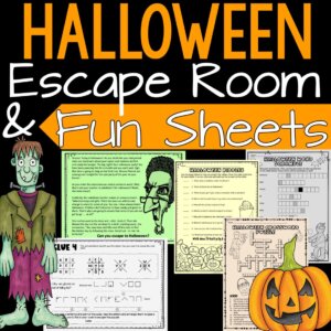 halloween escape room, halloween fun sheets, halloween activities, halloween middle school activities