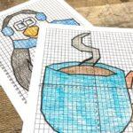 winter mystery graphs, winter mystery picture graph, winter math activities, winter differentiated mystery graphs, winter math graphs,