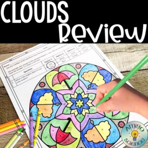 Clouds; types of clouds; clouds activity; clouds worksheet; clouds review; clouds review game; types of clouds worksheet; types of clouds review game; cumulus; stratus; cirrus; cumulonimbus