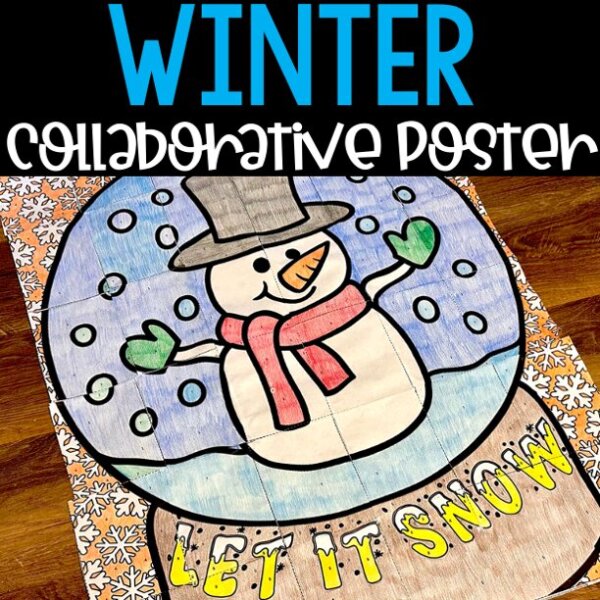 Winter craft activity collaborative poster, winter collaborative poster, winter crafts, winter activities, winter bulletin board