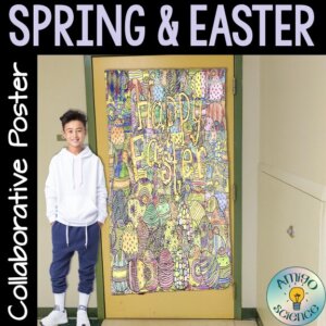 Easter Spring Collaborative Door Poster - Bulletin Board Coloring Activities - Cover Image