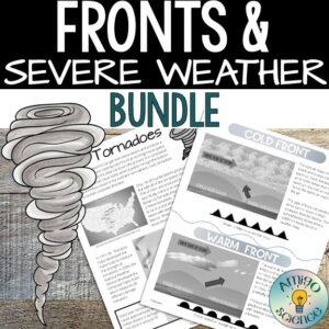 Air Masses, Fronts and Severe Weather Lesson Bundle with Worksheets & Quiz Cover Image