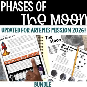 Moon Phases Activity Lesson with Bellringers & Exit Tickets Lunar Phases Review - cover image