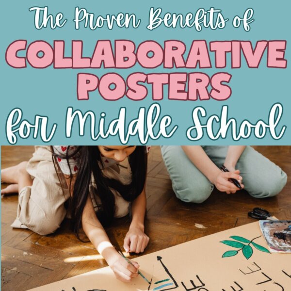 Picture of children coloring a collaborative poster in a classroom