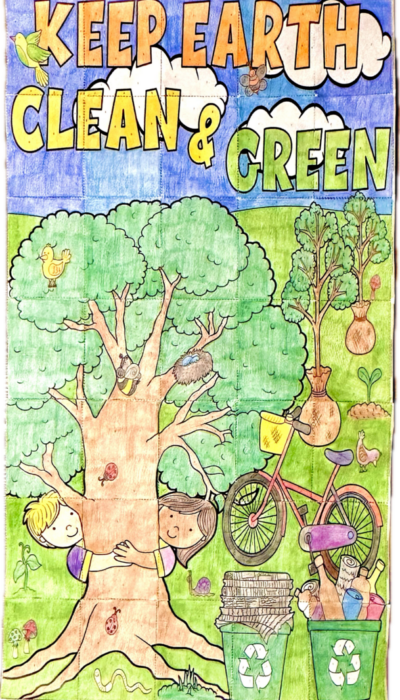 Student-made collaborative poster displayed in a classroom